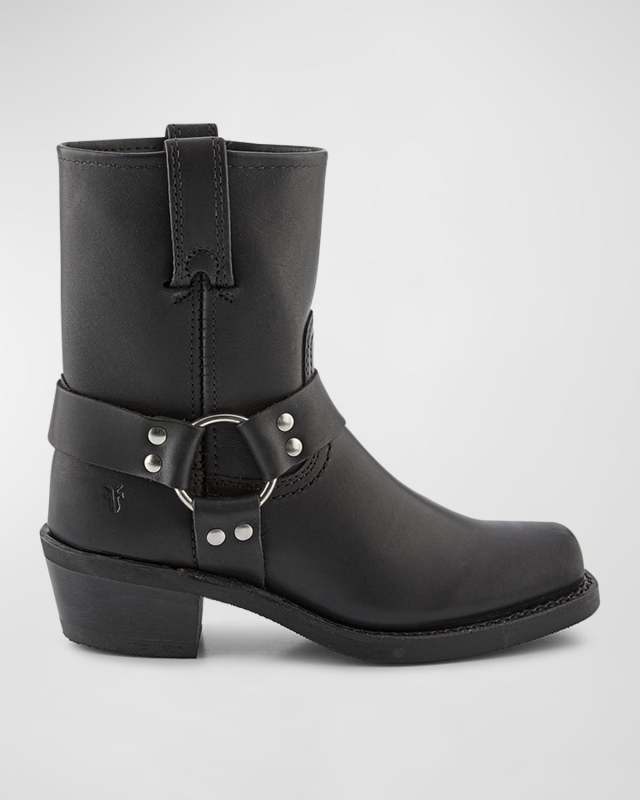Leather Short Harness Moto Boots